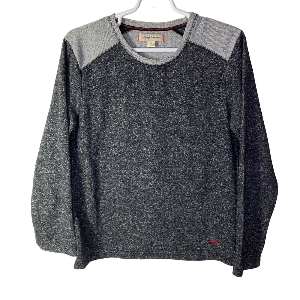Tommy Bahama Men's Large Sweatshirt Crewneck Gray Heathered Cotton Blend EUC